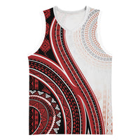 Bula Fiji Vintage Tapa Basketball Jersey Kaivity Masi Wave Motifs - Red