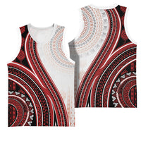 Bula Fiji Vintage Tapa Basketball Jersey Kaivity Masi Wave Motifs - Red