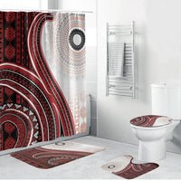 Bula Fiji Vintage Tapa Bathroom Set Kaivity Masi Wave Motifs - Red LT7 Bathroom Set (4 pcs) Red - Polynesian Pride