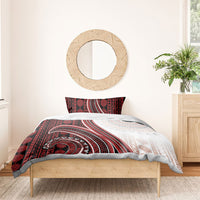 Bula Fiji Vintage Tapa Bedding Set Kaivity Masi Wave Motifs - Red