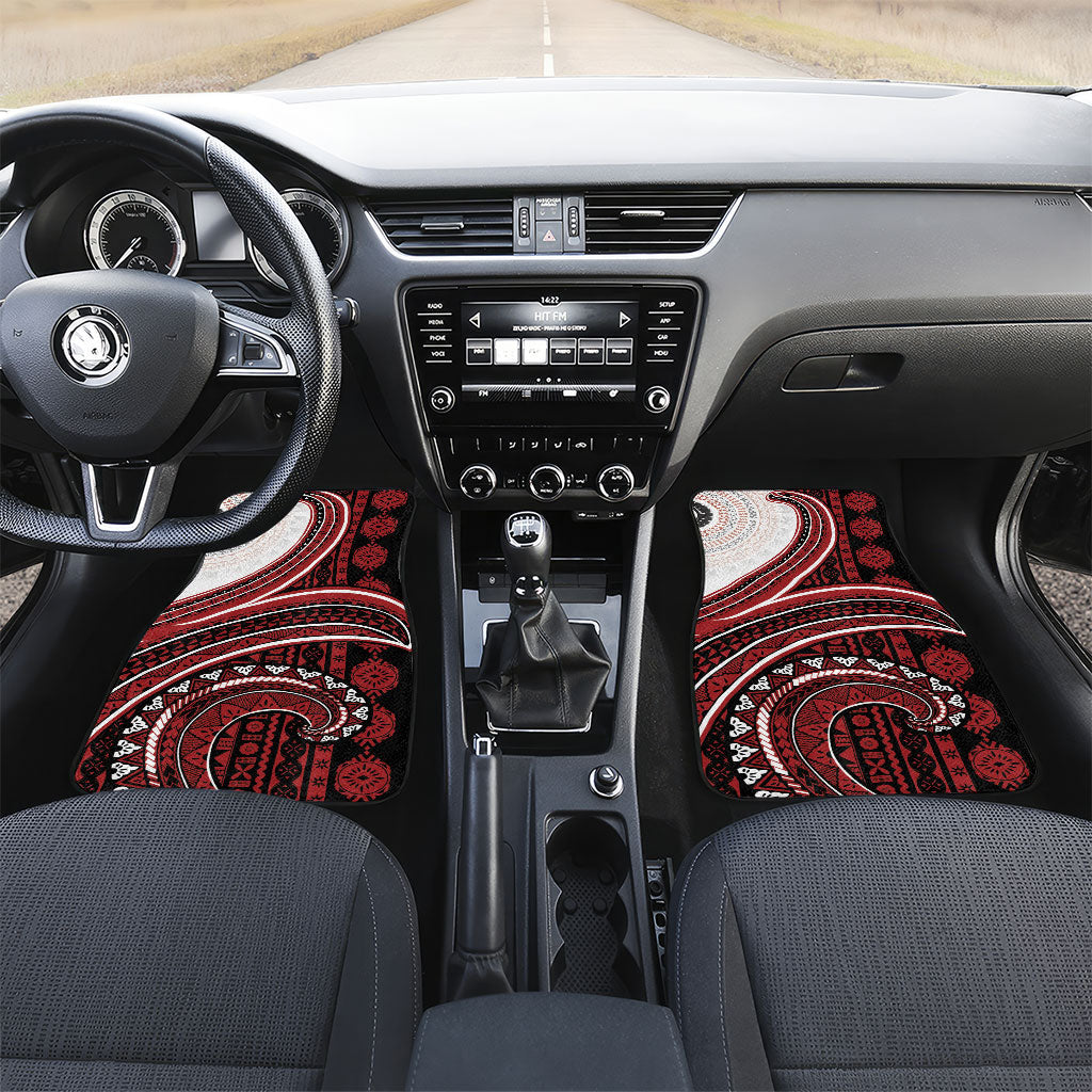 Bula Fiji Vintage Tapa Car Mats Kaivity Masi Wave Motifs - Red
