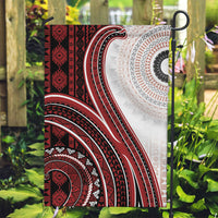 Bula Fiji Vintage Tapa Garden Flag Kaivity Masi Wave Motifs - Red