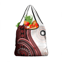 Bula Fiji Vintage Tapa Grocery Bag Kaivity Masi Wave Motifs - Red LT7 1-pack One Size Red - Polynesian Pride