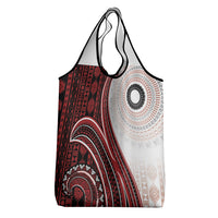 Bula Fiji Vintage Tapa Grocery Bag Kaivity Masi Wave Motifs - Red LT7 - Polynesian Pride