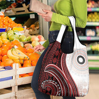 Bula Fiji Vintage Tapa Grocery Bag Kaivity Masi Wave Motifs - Red LT7 - Polynesian Pride