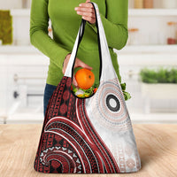 Bula Fiji Vintage Tapa Grocery Bag Kaivity Masi Wave Motifs - Red LT7 - Polynesian Pride