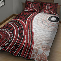 Bula Fiji Vintage Tapa Quilt Bed Set Kaivity Masi Wave Motifs - Red