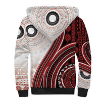 Bula Fiji Vintage Tapa Sherpa Hoodie Kaivity Masi Wave Motifs - Red LT7 - Polynesian Pride