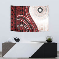 Bula Fiji Vintage Tapa Tapestry Kaivity Masi Wave Motifs - Red LT7 - Polynesian Pride