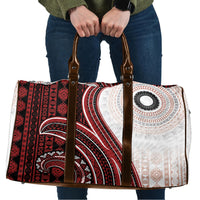 Bula Fiji Vintage Tapa Travel Bag Kaivity Masi Wave Motifs - Red
