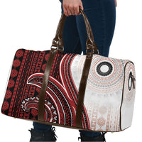 Bula Fiji Vintage Tapa Travel Bag Kaivity Masi Wave Motifs - Red