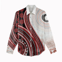 Bula Fiji Vintage Tapa Women Casual Shirt Kaivity Masi Wave Motifs - Red LT7 - Polynesian Pride