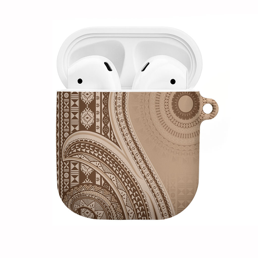 Bula Fiji Vintage Tapa AirPods Case Kaivity Masi Wave Motifs - Mocha