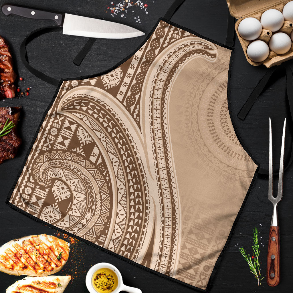 Bula Fiji Vintage Tapa Apron Kaivity Masi Wave Motifs - Mocha