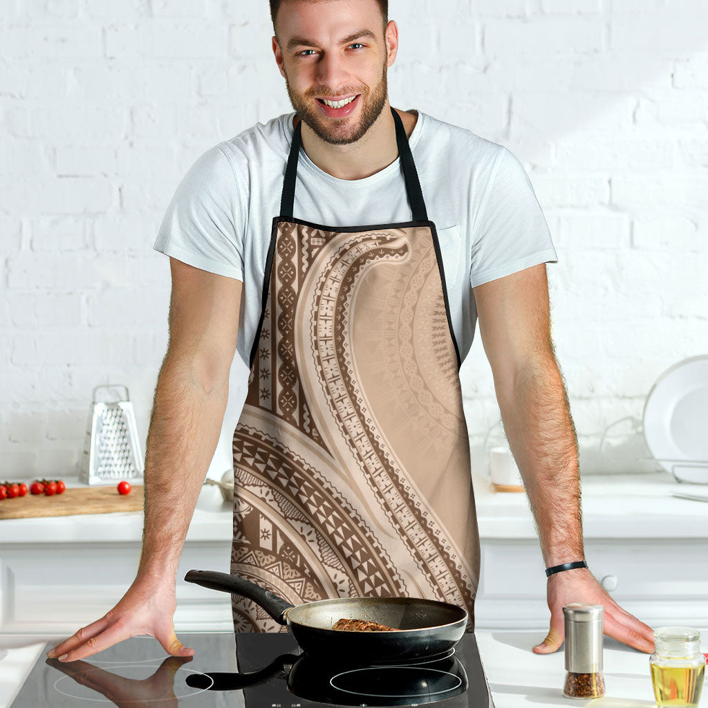 Bula Fiji Vintage Tapa Apron Kaivity Masi Wave Motifs - Mocha