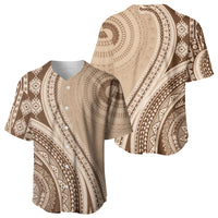 Bula Fiji Vintage Tapa Baseball Jersey Kaivity Masi Wave Motifs - Mocha LT7 - Polynesian Pride