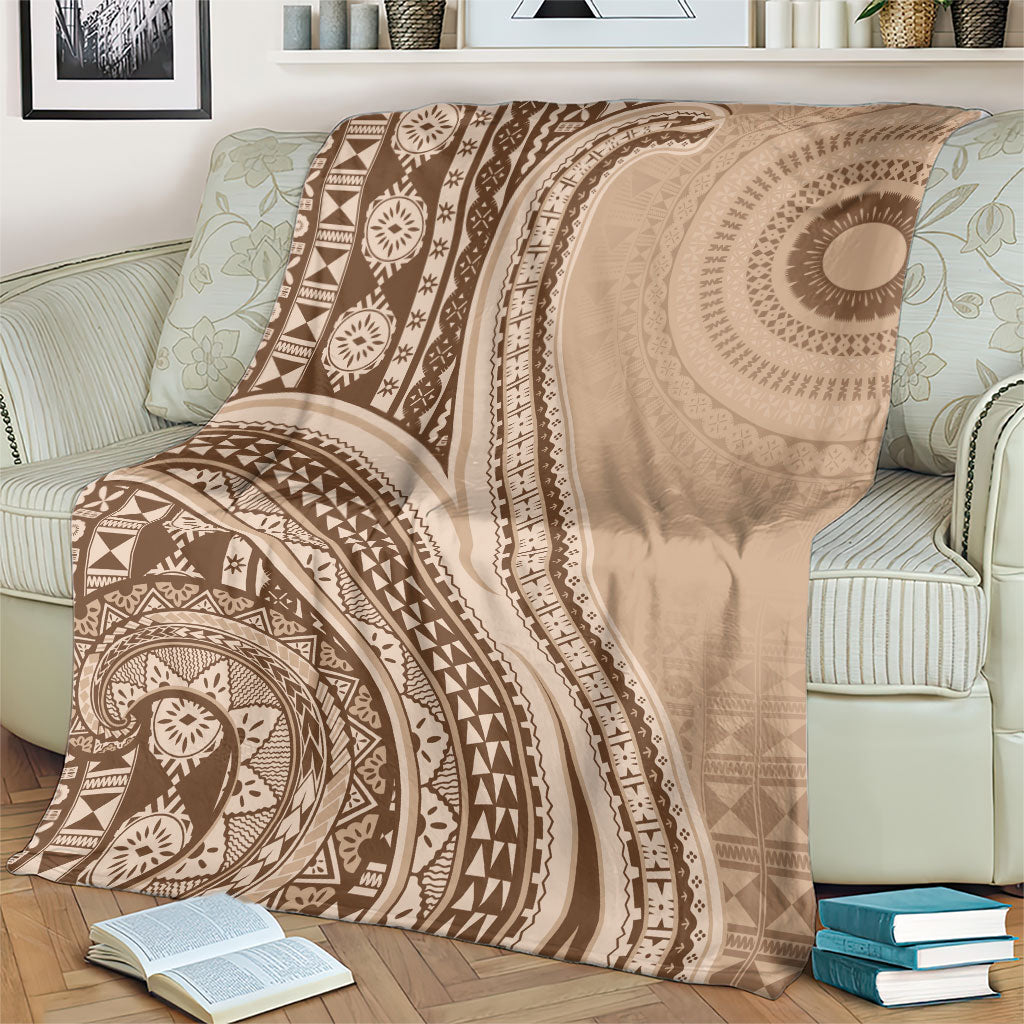 Bula Fiji Vintage Tapa Blanket Kaivity Masi Wave Motifs - Mocha LT7 - Polynesian Pride