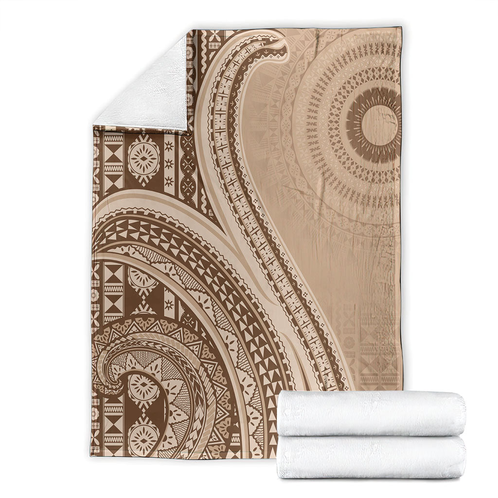 Bula Fiji Vintage Tapa Blanket Kaivity Masi Wave Motifs - Mocha LT7 - Polynesian Pride