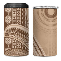 Bula Fiji Vintage Tapa 4 in 1 Can Cooler Tumbler Kaivity Masi Wave Motifs - Mocha LT7 One Size: 16 oz Beige - Polynesian Pride