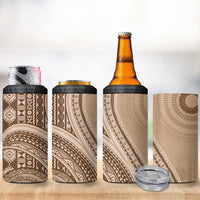 Bula Fiji Vintage Tapa 4 in 1 Can Cooler Tumbler Kaivity Masi Wave Motifs - Mocha LT7 - Polynesian Pride