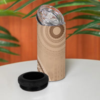 Bula Fiji Vintage Tapa 4 in 1 Can Cooler Tumbler Kaivity Masi Wave Motifs - Mocha LT7 - Polynesian Pride
