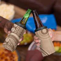Bula Fiji Vintage Tapa 4 in 1 Can Cooler Tumbler Kaivity Masi Wave Motifs - Mocha LT7 - Polynesian Pride