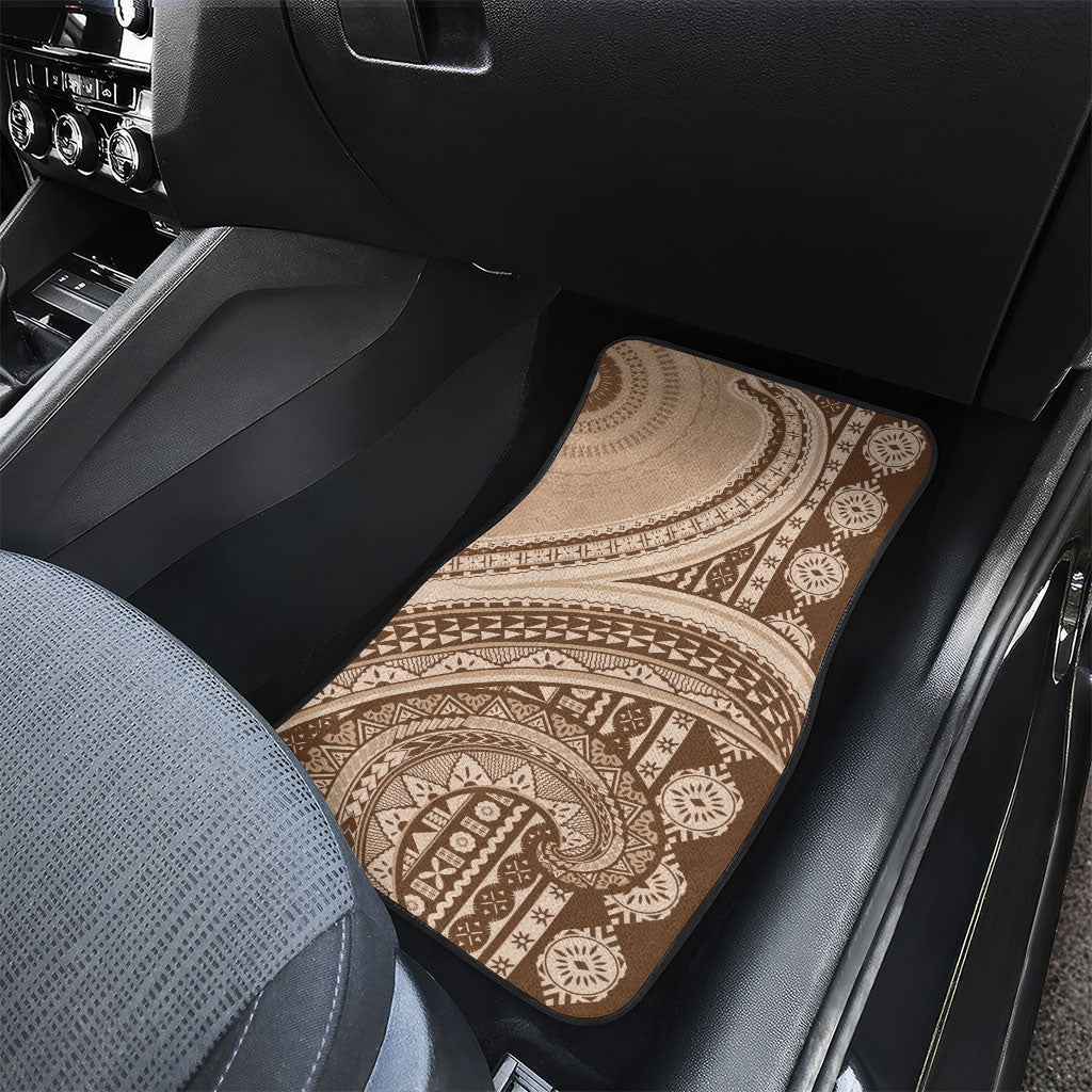 Bula Fiji Vintage Tapa Car Mats Kaivity Masi Wave Motifs - Mocha
