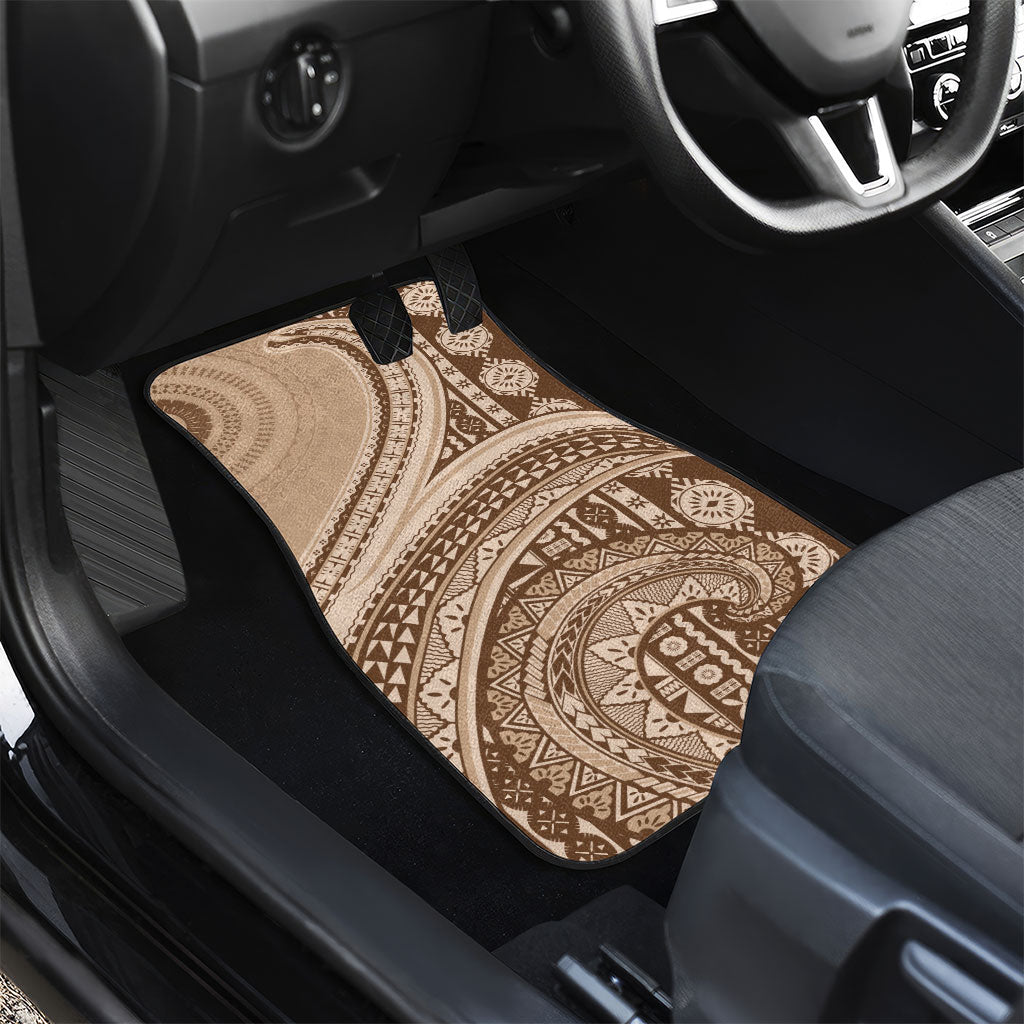 Bula Fiji Vintage Tapa Car Mats Kaivity Masi Wave Motifs - Mocha