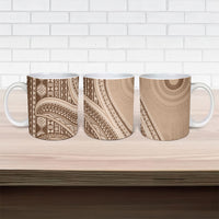 Bula Fiji Vintage Tapa Ceramic Mug Kaivity Masi Wave Motifs - Mocha