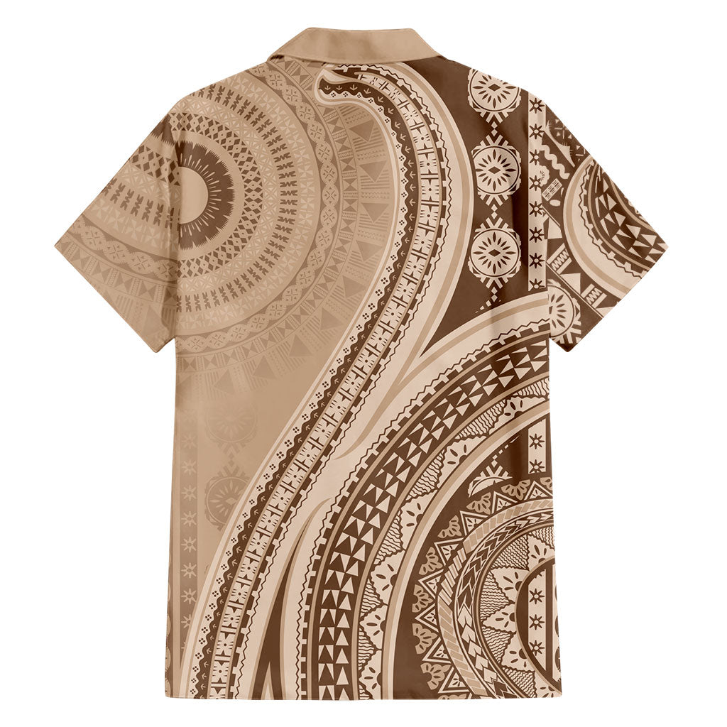 Bula Fiji Vintage Tapa Hawaiian Shirt Kaivity Masi Wave Motifs - Mocha