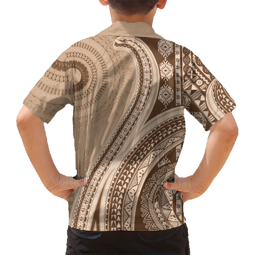 Bula Fiji Vintage Tapa Hawaiian Shirt Kaivity Masi Wave Motifs - Mocha