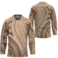 Bula Fiji Vintage Tapa Hockey Jersey Kaivity Masi Wave Motifs - Mocha