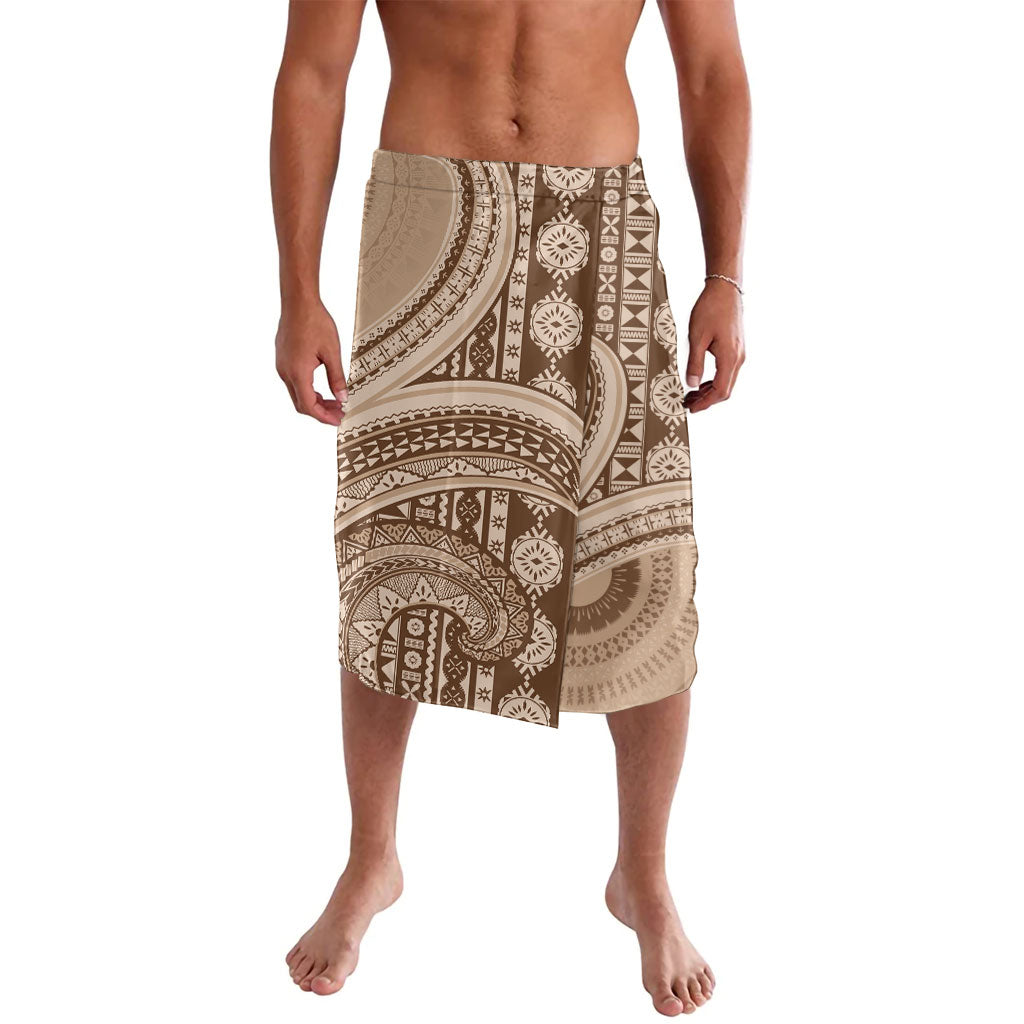 Bula Fiji Vintage Tapa Lavalava Kaivity Masi Wave Motifs - Mocha