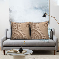 Bula Fiji Vintage Tapa Pillow Cover Kaivity Masi Wave Motifs - Mocha LT7 - Polynesian Pride