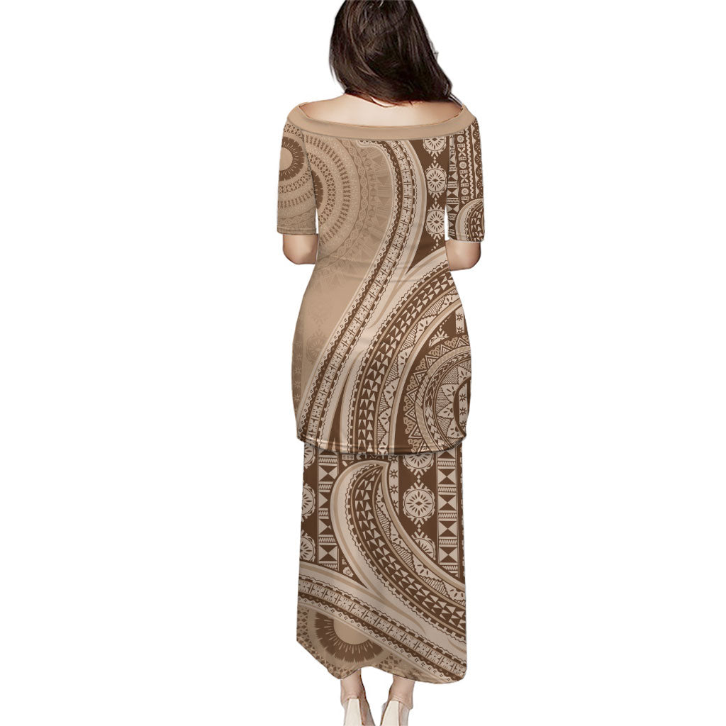 Bula Fiji Vintage Tapa Puletasi Kaivity Masi Wave Motifs - Mocha LT7 - Polynesian Pride
