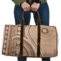 Bula Fiji Vintage Tapa Travel Bag Kaivity Masi Wave Motifs - Mocha