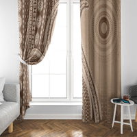 Bula Fiji Vintage Tapa Window Curtain Kaivity Masi Wave Motifs - Mocha LT7 - Polynesian Pride