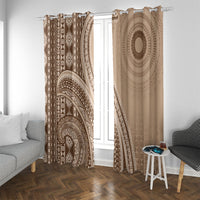 Bula Fiji Vintage Tapa Window Curtain Kaivity Masi Wave Motifs - Mocha LT7 With Grommets Beige - Polynesian Pride