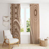 Bula Fiji Vintage Tapa Window Curtain Kaivity Masi Wave Motifs - Mocha LT7 - Polynesian Pride