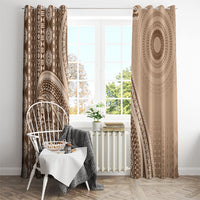Bula Fiji Vintage Tapa Window Curtain Kaivity Masi Wave Motifs - Mocha LT7 - Polynesian Pride