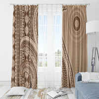 Bula Fiji Vintage Tapa Window Curtain Kaivity Masi Wave Motifs - Mocha LT7 - Polynesian Pride