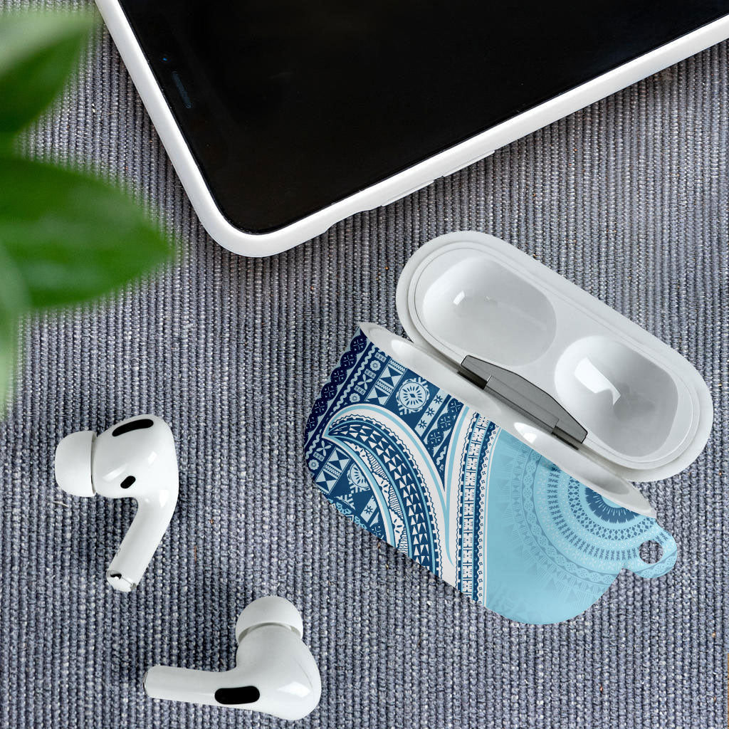 Bula Fiji Vintage Tapa AirPods Case Kaivity Masi Wave Motifs - Turquoise