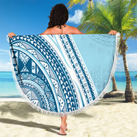 Bula Fiji Vintage Tapa Beach Blanket Kaivity Masi Wave Motifs - Turquoise