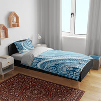 Bula Fiji Vintage Tapa Bedding Set Kaivity Masi Wave Motifs - Turquoise