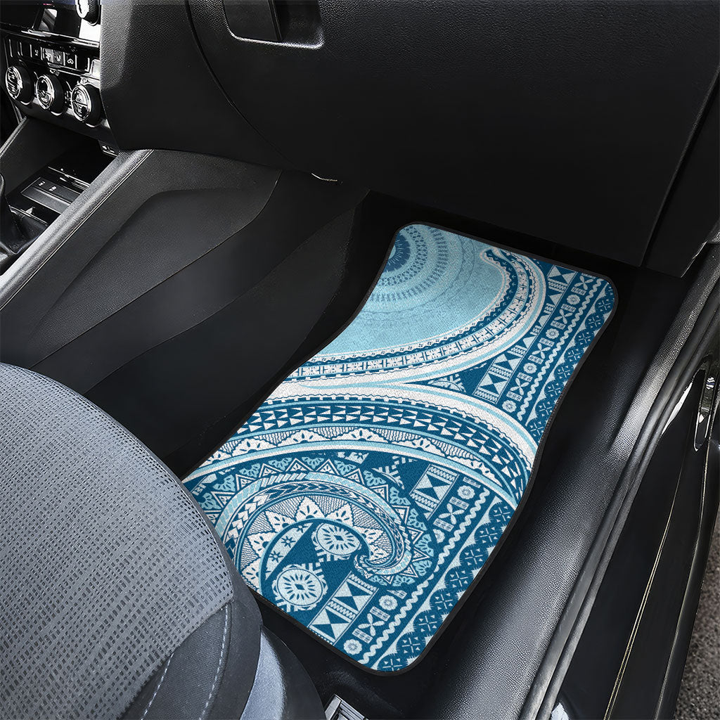 Bula Fiji Vintage Tapa Car Mats Kaivity Masi Wave Motifs - Turquoise