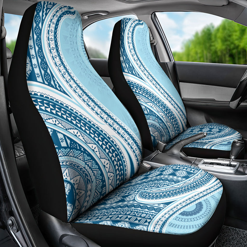 Bula Fiji Vintage Tapa Car Seat Cover Kaivity Masi Wave Motifs - Turquoise