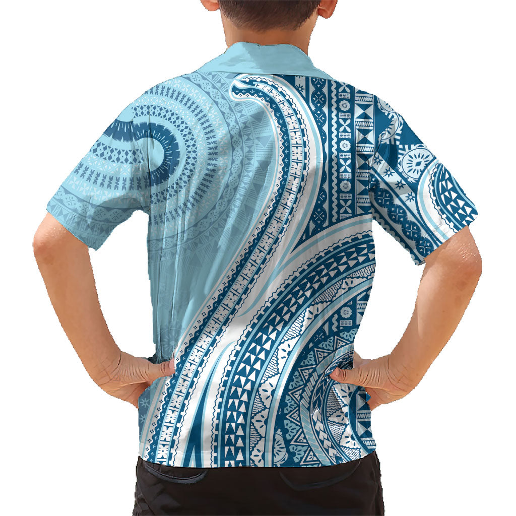 Bula Fiji Vintage Tapa Kid Hawaiian Shirt Kaivity Masi Wave Motifs - Turquoise