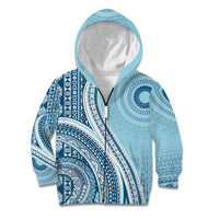 Bula Fiji Vintage Tapa Kid Hoodie Kaivity Masi Wave Motifs - Turquoise