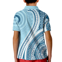 Bula Fiji Vintage Tapa Kid Polo Shirt Kaivity Masi Wave Motifs - Turquoise