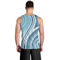 Bula Fiji Vintage Tapa Men Tank Top Kaivity Masi Wave Motifs - Turquoise